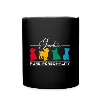 Yorkie Yorkshire Terrier strong personality - Full Colour Mug - black - Front
