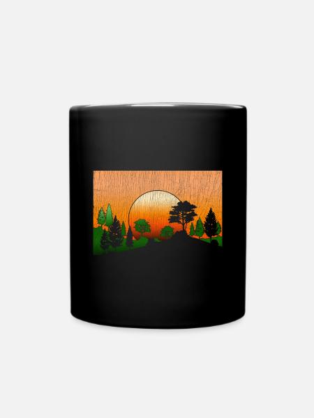Wald Naturliebhaber Geschenk Sonnenuntergang Natur - Tasse einfarbig - Schwarz