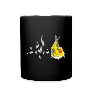 Heartbeat Parrot Bird Gift Cockatiel - Full Colour Mug - black - Front