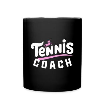 Tennis-Einhorn-Frau-Coach - Tasse einfarbig - Schwarz - Vorne