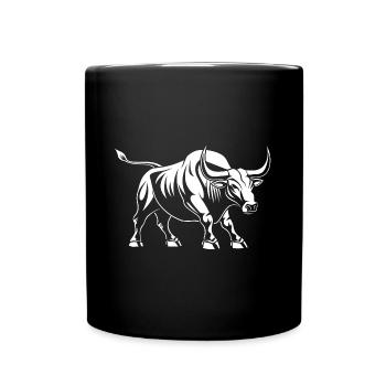 Stier - Tasse einfarbig - Schwarz - Vorne