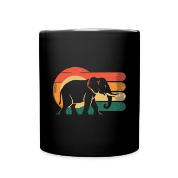 Vintage Elefant - Tasse einfarbig - Schwarz - Vorne