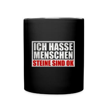 Ich hasse Menschen - Tasse einfarbig - Schwarz - Vorne