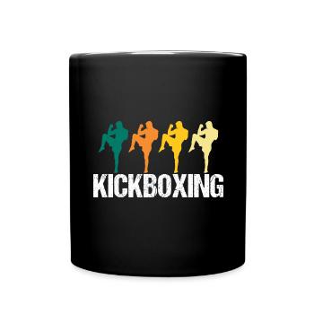 Retro Kickboxer Vintage Fighter Kickboxing MMA - Full Colour Mug - black - Front
