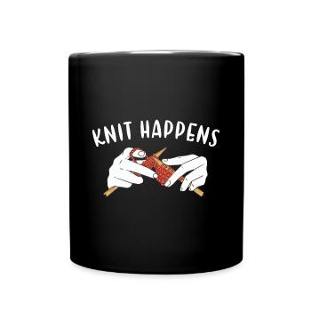 Knit Happens Knitting - Tasse einfarbig - Schwarz - Vorne