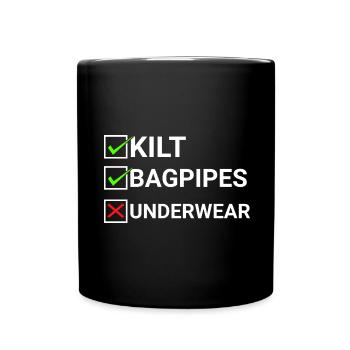 Kilt Dudelsack Unterwäsche Schottische Checkliste - Tasse einfarbig - Schwarz - Vorne