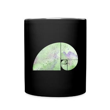 Fibonacci Spiral Elephant - Golden Ratio grungy 3 - Full Colour Mug - black - Front