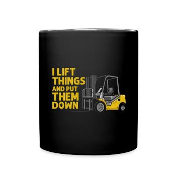 Warehouse drivers and warehouse workers for forklifts - Full Colour Mug - black - Front