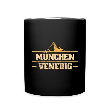 Alpenüberquerung München Venedig Fernwanderweg - Tasse einfarbig - Schwarz - Vorne