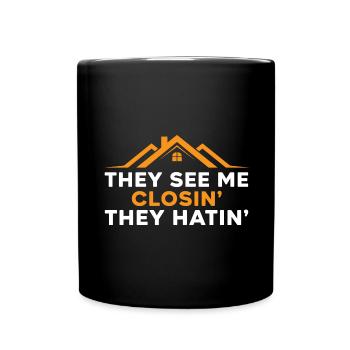 Vous voyez comment je ferme et déteste l’immobilierm - Mug uni - noir - Devant