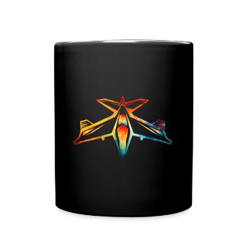 Kampfflugzeug - Tasse einfarbig - Schwarz - Vorne