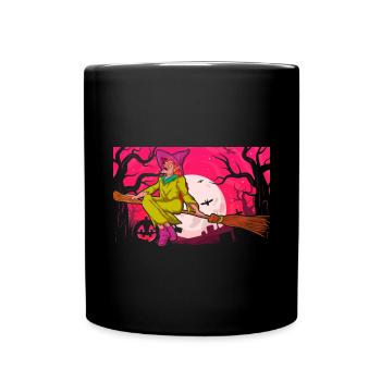Halloween Pumpkin Bat Full Moon Gift Sorcière - Mug uni - noir - Devant
