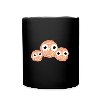 Plätzchen, Kekse, Familie, Trio - Tasse einfarbig - Schwarz - Vorne