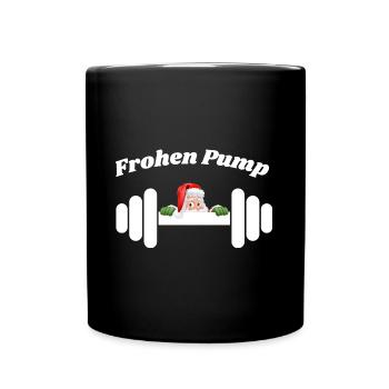 Frohen Pump Weihnachtsmann - Tasse einfarbig - Schwarz - Vorne