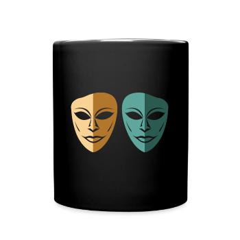 Theater-Masken - Tasse einfarbig - Schwarz - Vorne