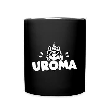 Uroma Einhorn Geburtstag Beste Uroma Muttertag - Tasse einfarbig - Schwarz - Vorne