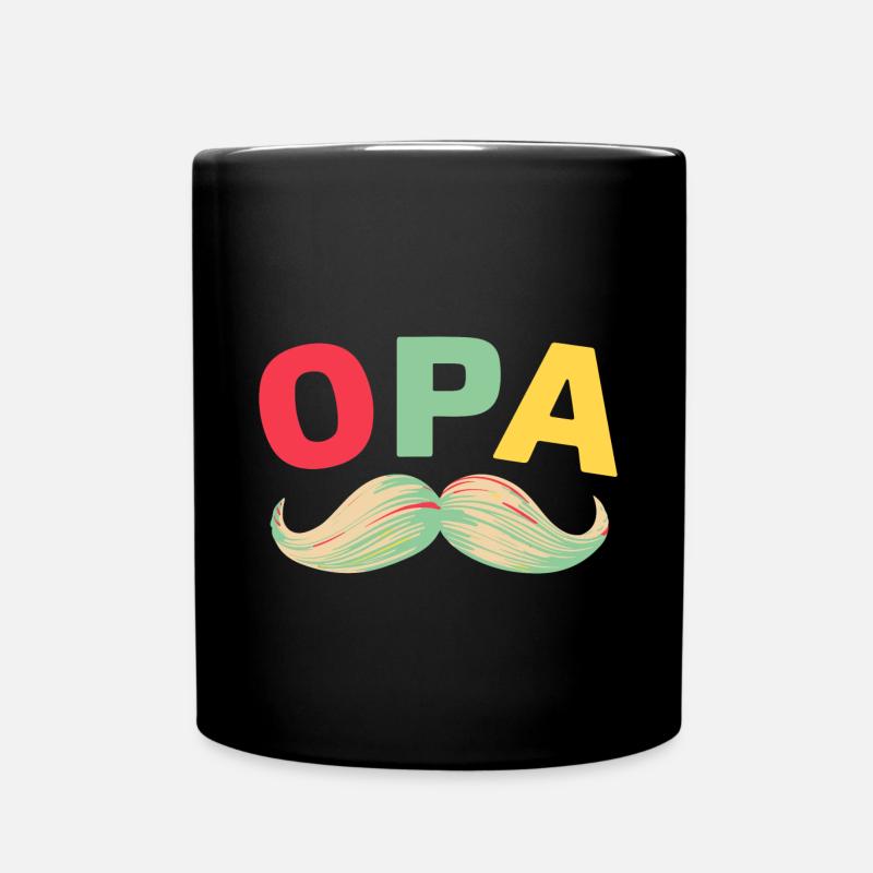 Opa Mustache Bester Opa Geburtstag Du wirst Opa - Tasse einfarbig - Schwarz