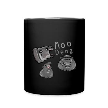 Moo Deng, Nilpferd, illustration, hippo - Tasse einfarbig - Schwarz - Vorne