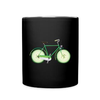 Fahrrad Gurke Räder Fahrrad Reiten Radfahren Biker - Tasse einfarbig - Schwarz - Vorne