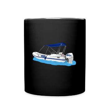 Boat inflatable in the water - Full Colour Mug - black - Front