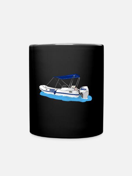 Boot Schlauchboot im Wasser - Tasse einfarbig - Schwarz