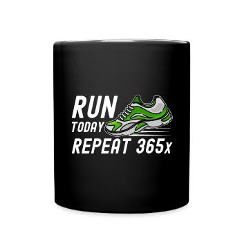 Retro Run Today Repeat 365 - Running Streak Runner - Tasse einfarbig - Schwarz - Vorne