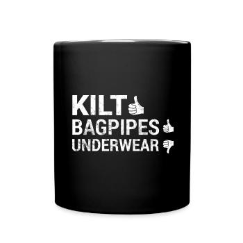 Kilt Dudelsack Unterwäsche Schottische Checkliste - Tasse einfarbig - Schwarz - Vorne
