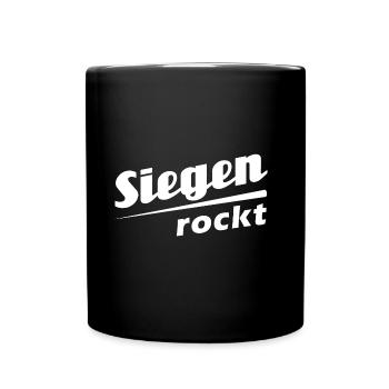 Siegen rockt - Textdesign mit Stadtnamen - Tasse einfarbig - Schwarz - Vorne
