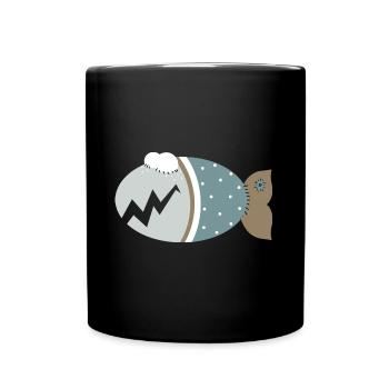 Kuschelfisch Theodör als Zombie zu Halloween - Tasse einfarbig - Schwarz - Vorne