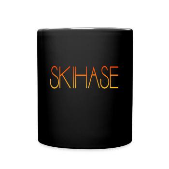 Skihase Ski Geschenkidee - Tasse einfarbig - Schwarz - Vorne