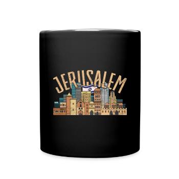 Jerusalem Gift Israeli Israel - Full Colour Mug - black - Front