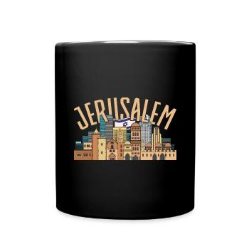 Israeli Gift Jerusalem Israel - Full Colour Mug - black - Front