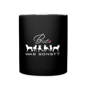 Bostie was sonst - mein Boston Terrier mit Herz - Tasse einfarbig - Schwarz - Vorne