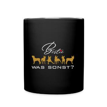 Bostie was sonst - mein Boston Terrier mit Herz - Tasse einfarbig - Schwarz - Vorne