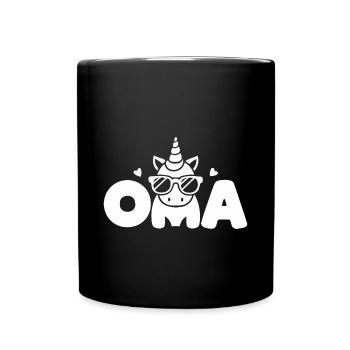 Einhorn-Oma-Enkel Magie Liebe Enkelkind Herz - Tasse einfarbig - Schwarz - Vorne