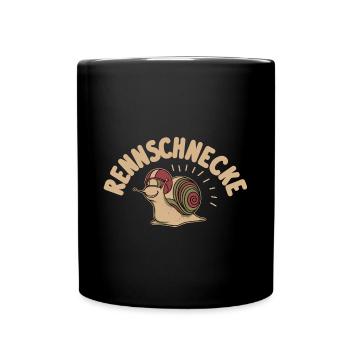 Rennschnecke-Rennen Lustig Sport Schneckenzüchter - Tasse einfarbig - Schwarz - Vorne
