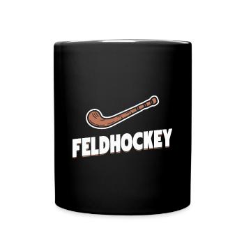 Feldhockey Retro Fan Artikel Vintage Sport Deko - Tasse einfarbig - Schwarz - Vorne
