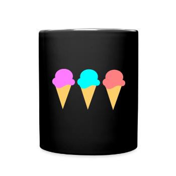 Ice Cream Ice Cream Strawberry Ice Cream Summer Festival - Full Colour Mug - black - Front