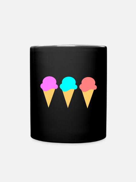 Eis Eiscreme Erdbeere Erdbeereis Sommer Festival - Tasse einfarbig - Schwarz