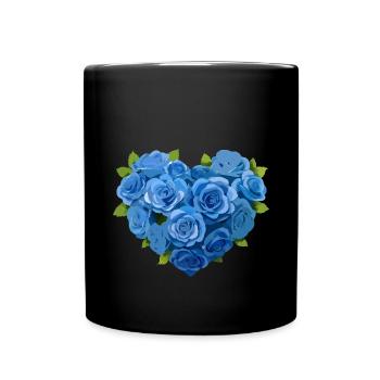 Blue Roses,Blue Rose,Heart,Flower Heart - Full Colour Mug - black - Front