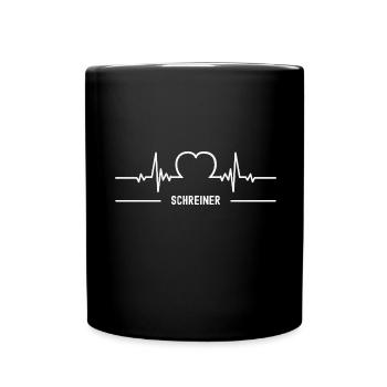 Schreiner Herzschlag Herz Schreinerei Beruf - Tasse einfarbig - Schwarz - Vorne