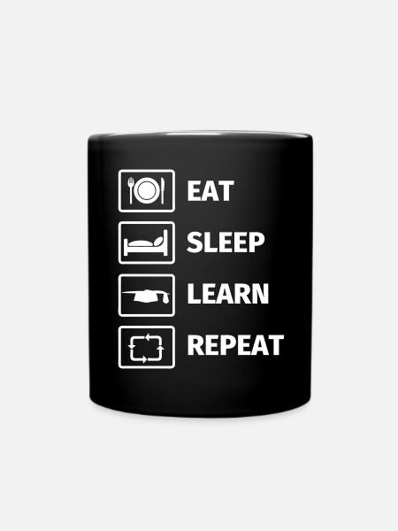 EAT SLEEP LEARN REPEAT - Tasse einfarbig - Schwarz