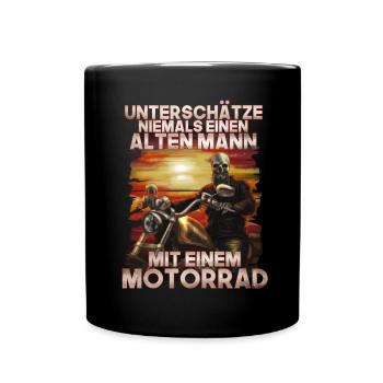 Biker - Alter Mann - Tasse einfarbig - Schwarz - Vorne