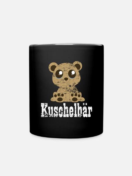 Kuschelbär Stofftier Bär Liebe - Tasse einfarbig - Schwarz