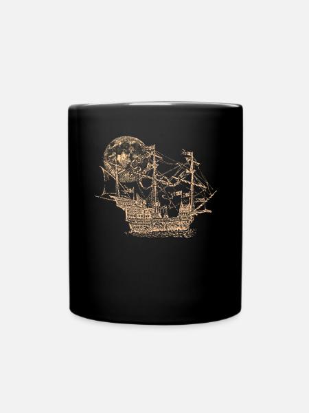 Navire pirate voilier capitaine bateau lac cadeau - Mug uni - noir