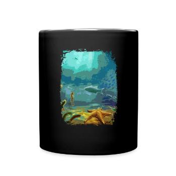 sous-marin aquarium poisson de mer lac corail - Mug uni - noir - Devant