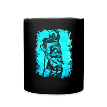 Taucher Tauchen unter Wasser Meer Scuba Geschenk - Tasse einfarbig - Schwarz - Vorne