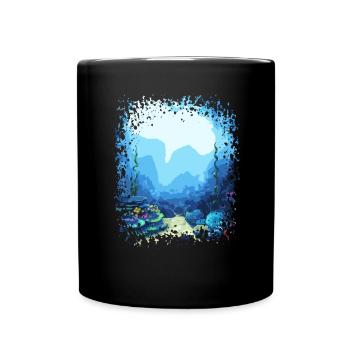 sous-marin aquarium mer océan lac corail - Mug uni - noir - Devant