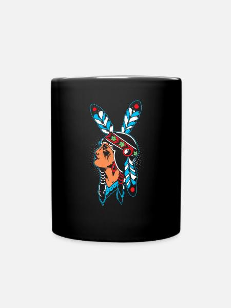 Native American Native American ornements de plumes - Mug uni - noir
