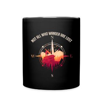 Not All Who Wander Are Lost - Hiking Compass Gift - Full Colour Mug - black - Front